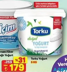 TORKU YOĞURT 5 KG fiyat ve kampanya bilgisi